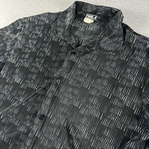 Vintage YMLA Ribbed Knit Shirt Mens Medium Black Trippy Rave Button Up 90s *Read